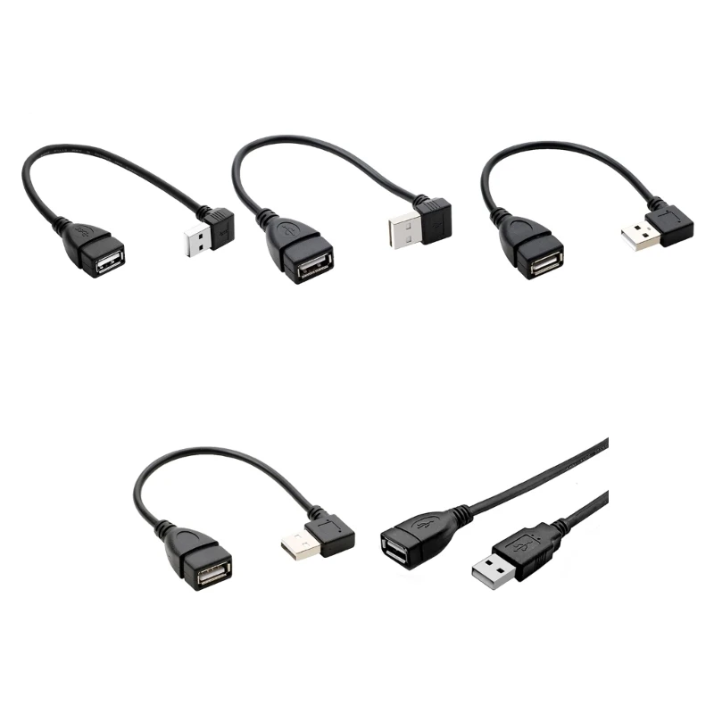 

2023 New 30cm USB2.0 Male to Female Adapter Cable 90degree Angled Line USB Data Cord