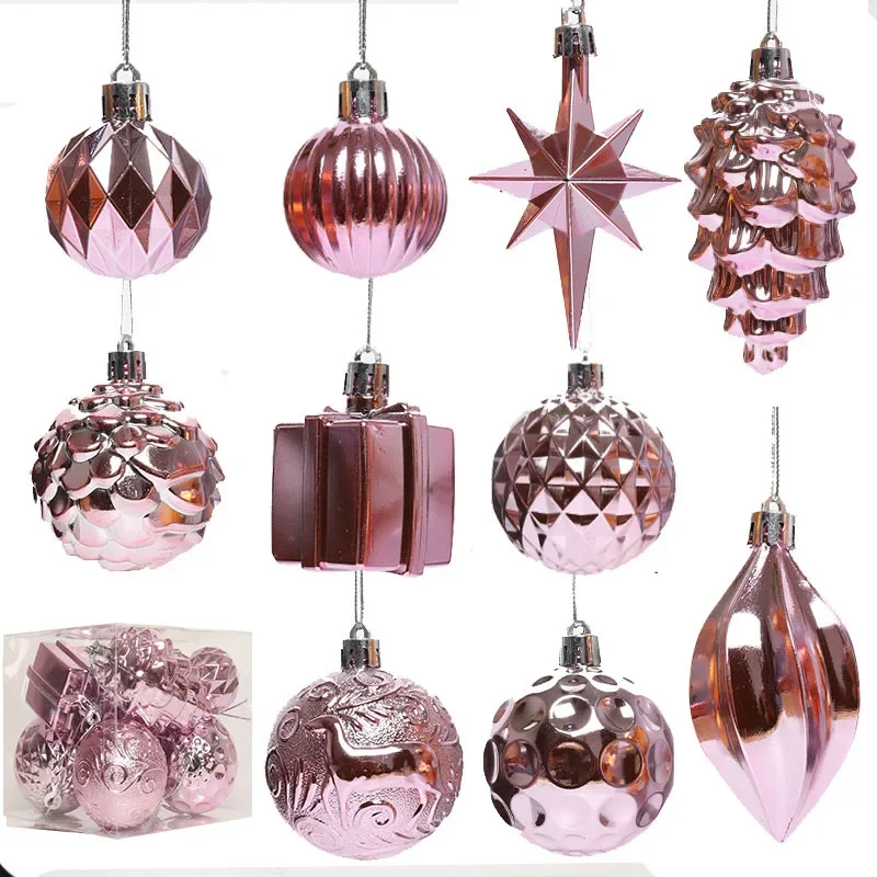 12pcs/Box Set Christmas Tree Hanging Irregular Balls Pendant Home Xmas Party Supplies Decorations Colorful Drop Ornaments