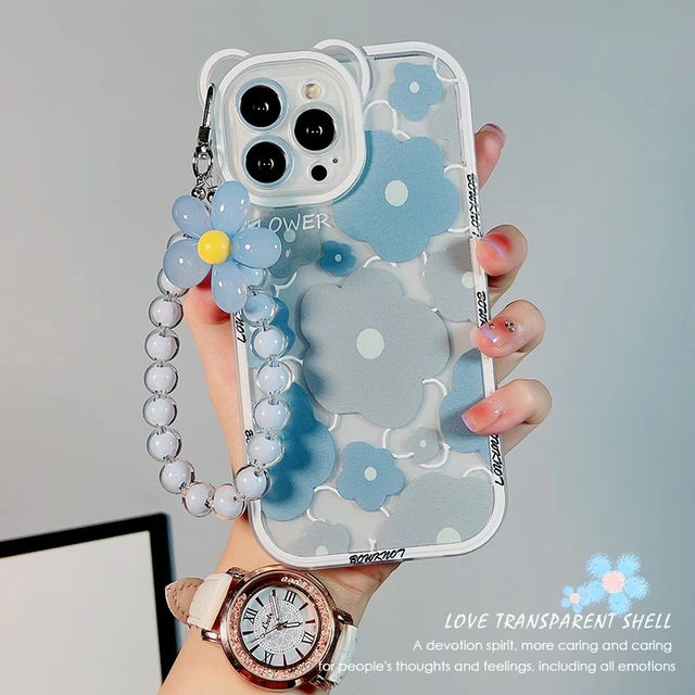 Iphone Casesiphone 13/11/xr Silicone Case With 3d Bear Ear & Flower Chain  - Shockproof Cover