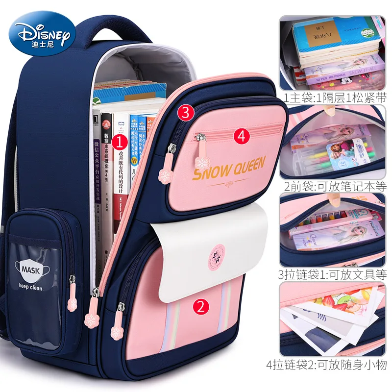 2023 Disney Frozen Leisure School Bags For Girls Snow Queen Grade 1-6 Primary Student Shoulder Orthopedic Backpack Gifts Mochila