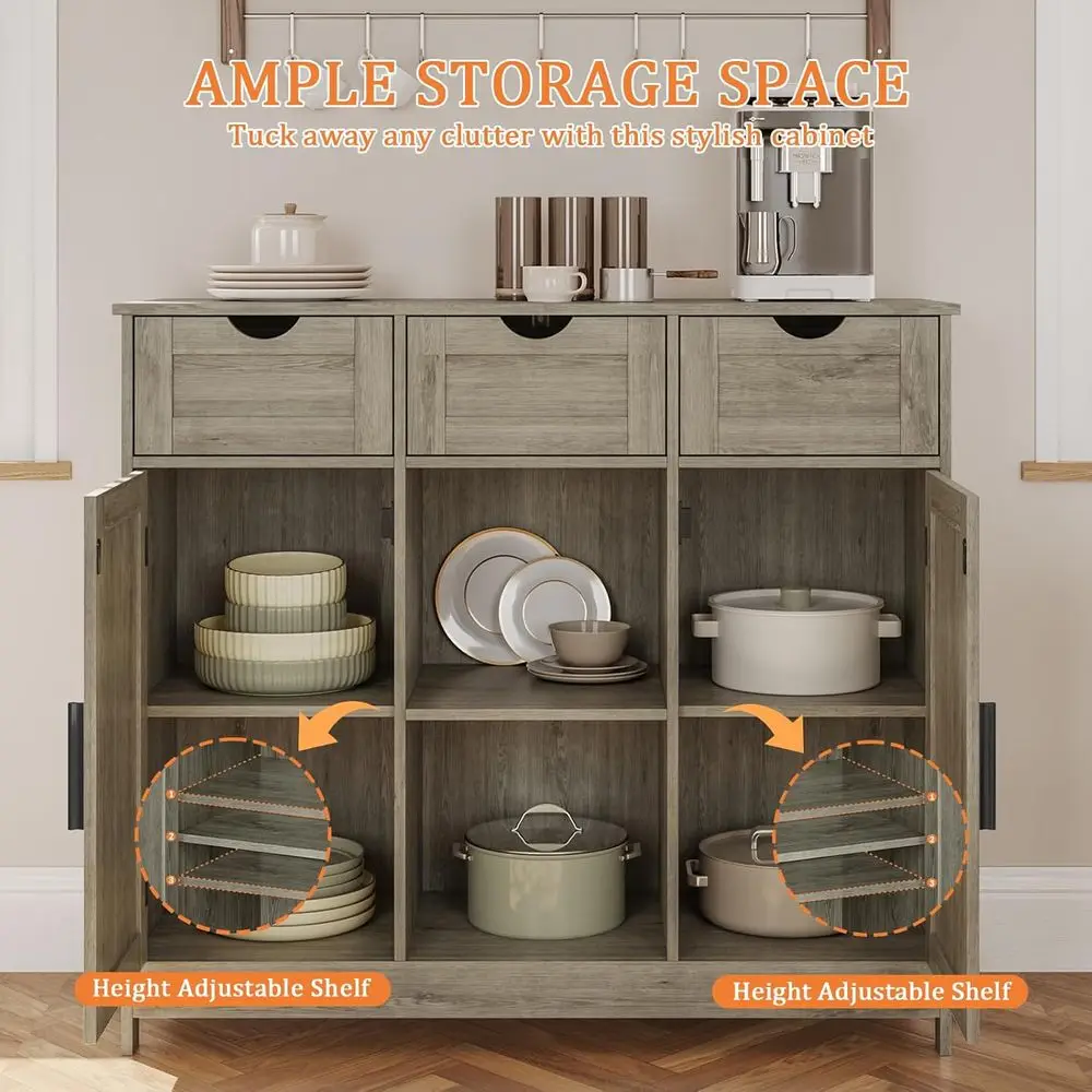 Gray Storage Cabinet with Adjustable Shelves, Drawers, and Doors for Multi-Room Use image 4