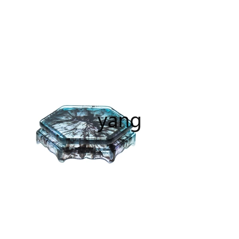 

LXL Ink Blue Glass Small Size Hexagonal Holder Versatile Coaster Base