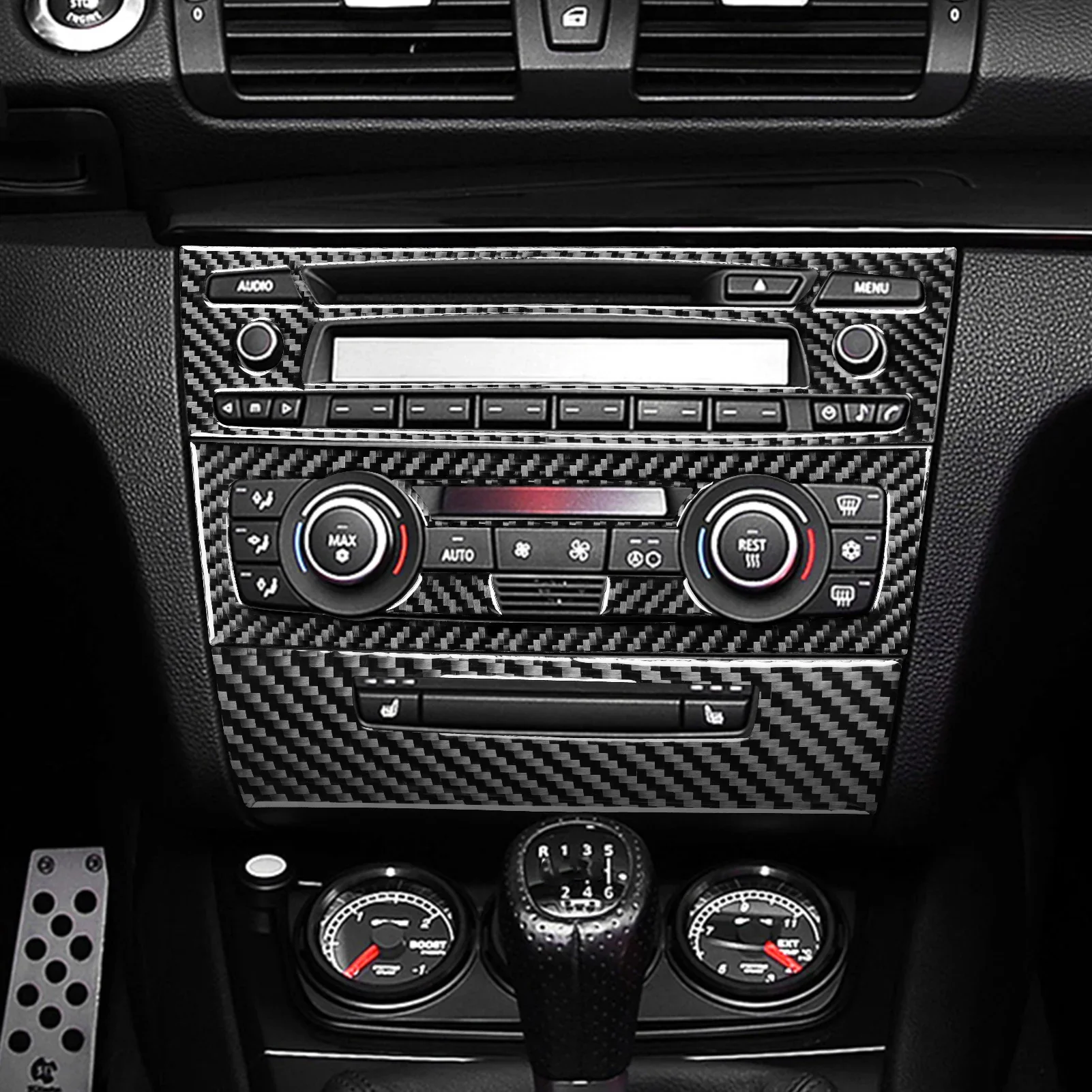 For BMW E81 E82 E87 E88 1 Series Interior Accessories 2008-2013 Gear Shift Knob Dashboard AC Outlet Carbon Fiber Cover Stickers