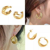 316L Stainless Steel Earring Hoop Earrings For Women Chain Earring Charm Geometric Round Star Snake Pendant Earring Jewelry Gift 2