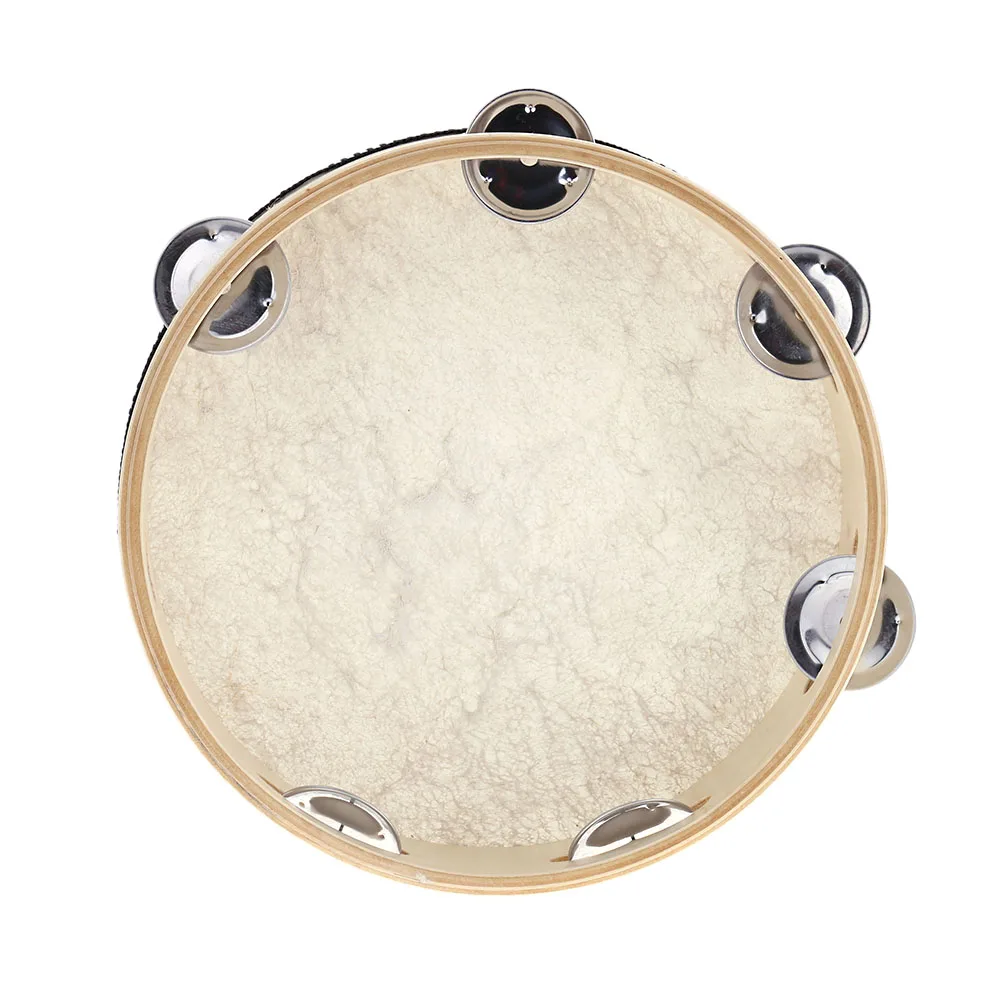 Musical Percussion Instruments 8 Inch Handheld Tambourine with Metal Jingles Percussion Drum Early Education Instrument Musical Toy Gift for Kids Students
