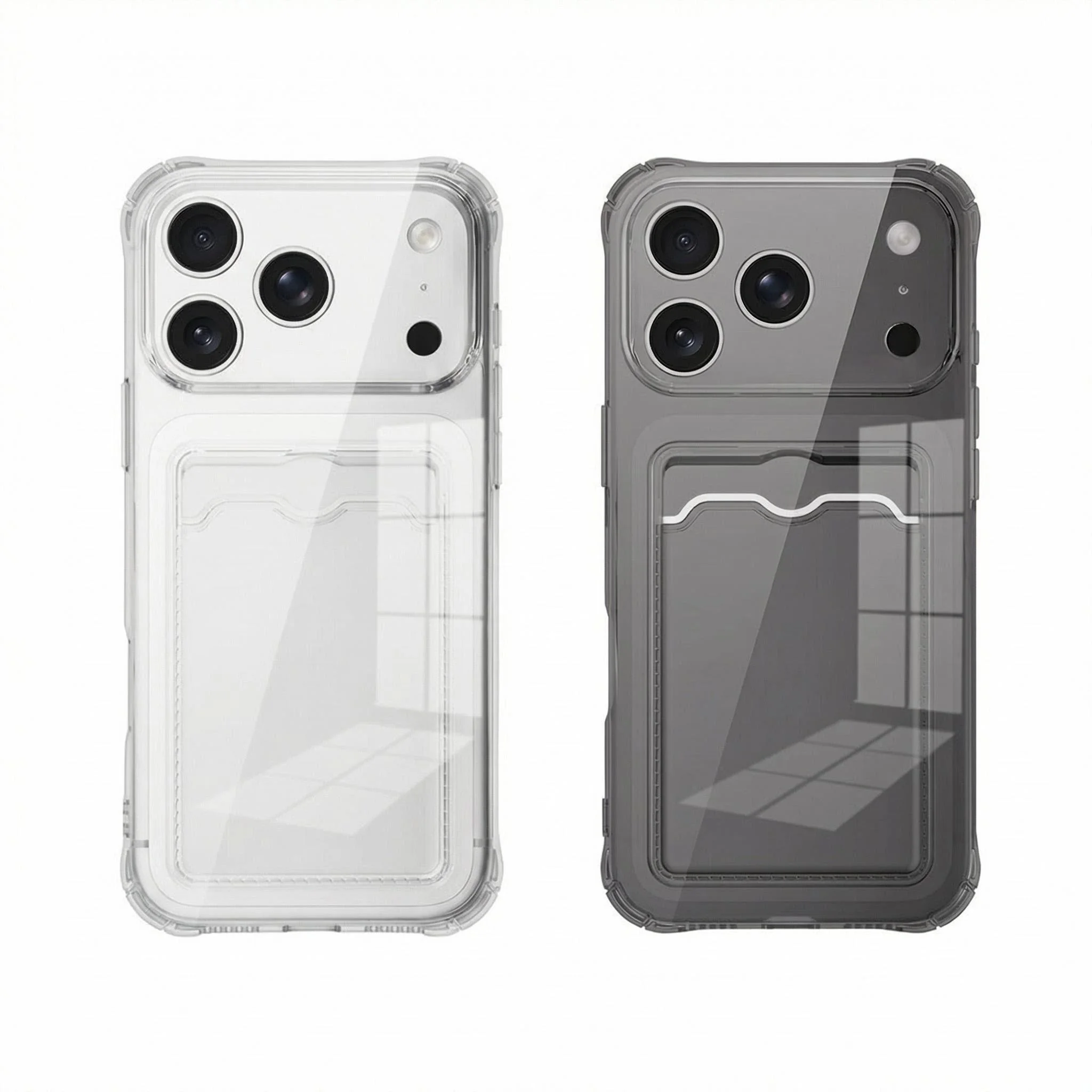 Clear Silicone Card Holder Case with Air Protection Cover