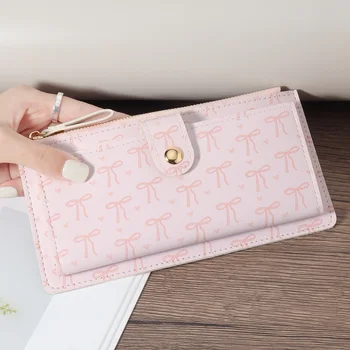 Portafoglio lungo da donna, portamonete, portafoglio con funzione multi slot per carte, elegante portafoglio pieghevole da donna, con slot per carte e cerniera p