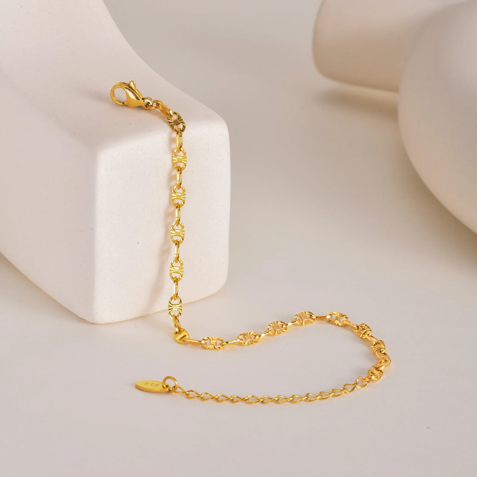 Bracelet Chaîne à Maillons En Acier Inoxydable - Fermoir En T, Argenté, Neuf Avec étiquettes