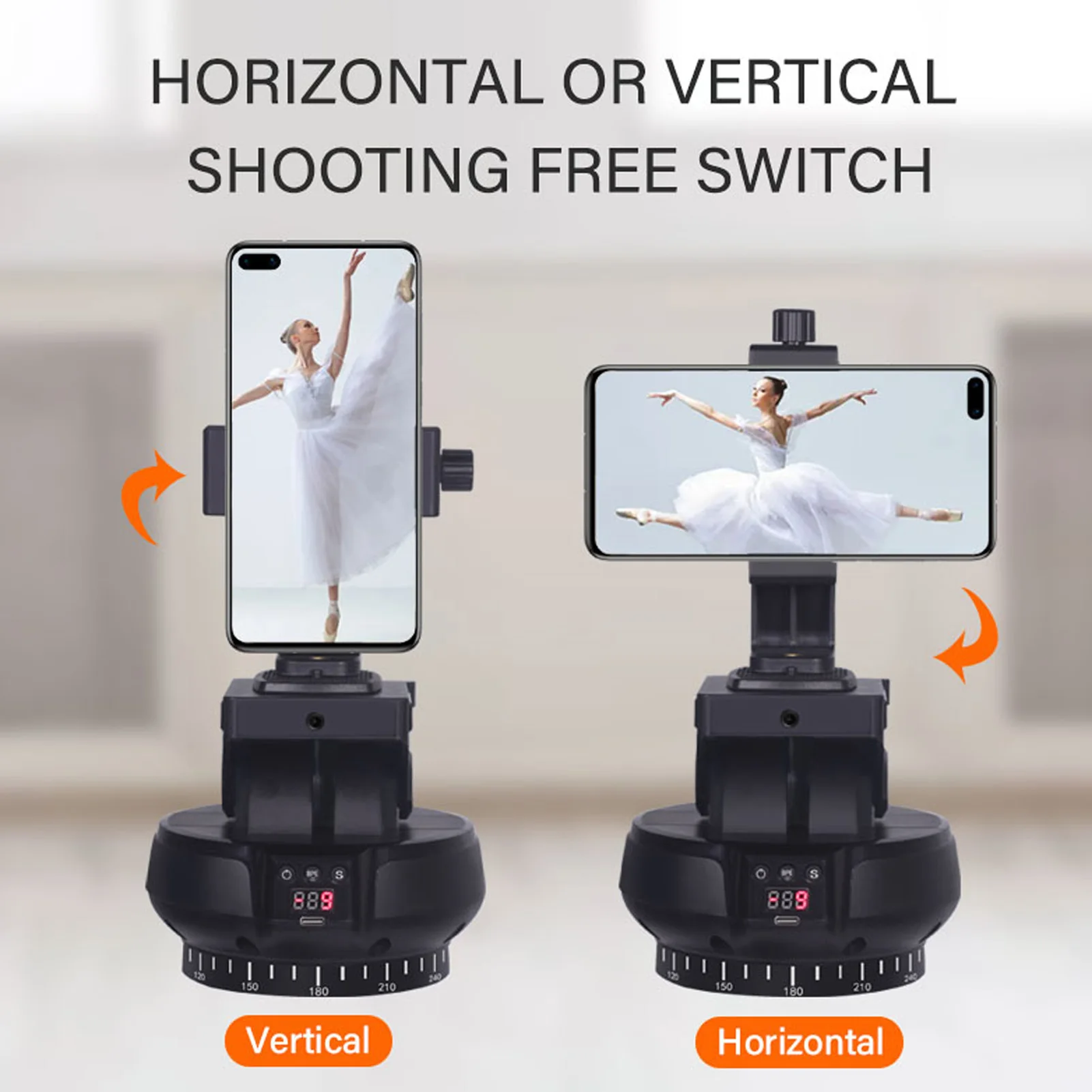 Wireless Electric Tripod Head 9 Gears Adjustable 1/4in Screw Hole Remote Control AI Face Tracking Panoramic Head for Shooting