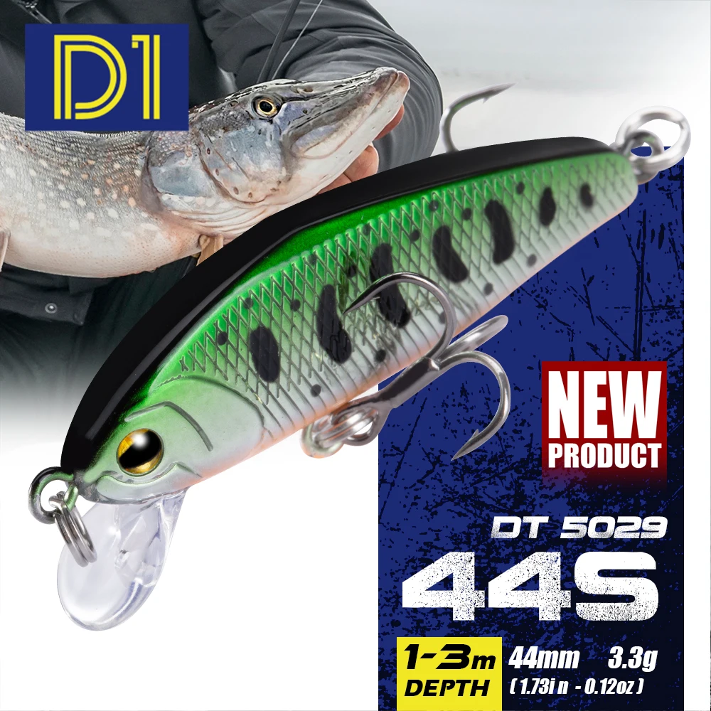 

D1 Trout Lure Minnow Bait 44mm 3.3g Artificial Sinking Hard Wobbers For Trout Carp Bass Freshwater 2020 Pecsa Tackle DT5029