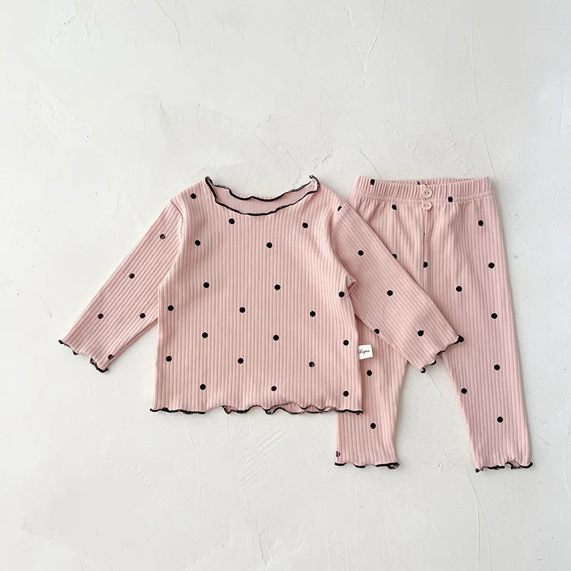 Baby Pajama Set MILANCEL Spring Baby Pajama Set Dot Print Infant Girls Sleeper Wear Toddler Girls Indoor Clothes Suit