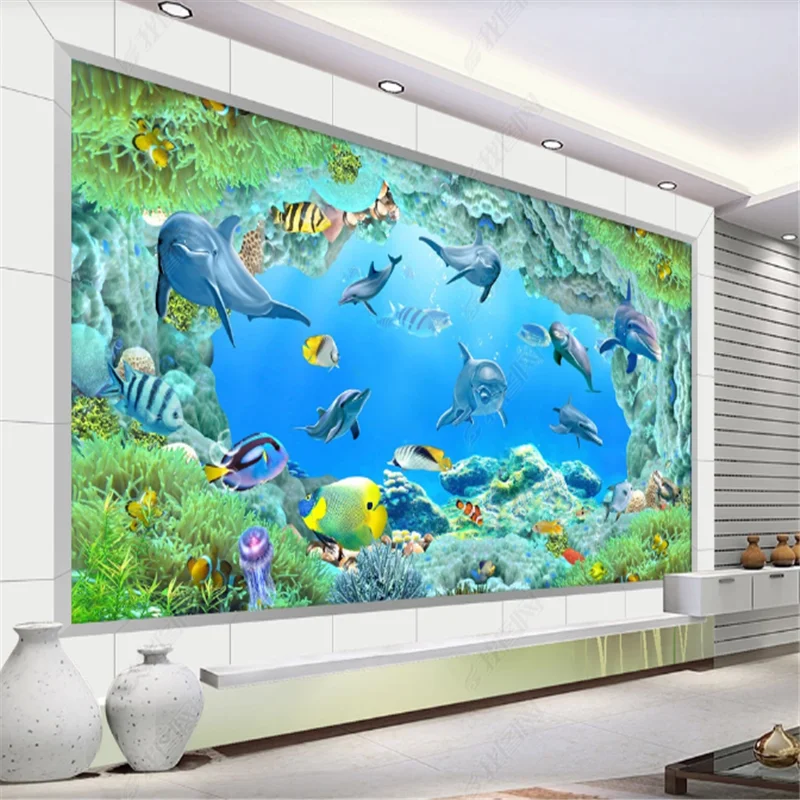 

Mural Wall paper For Bed Room Underwater World TV Background WallPaper Home Decor Wallpapers For Living Room papel de parede 3d