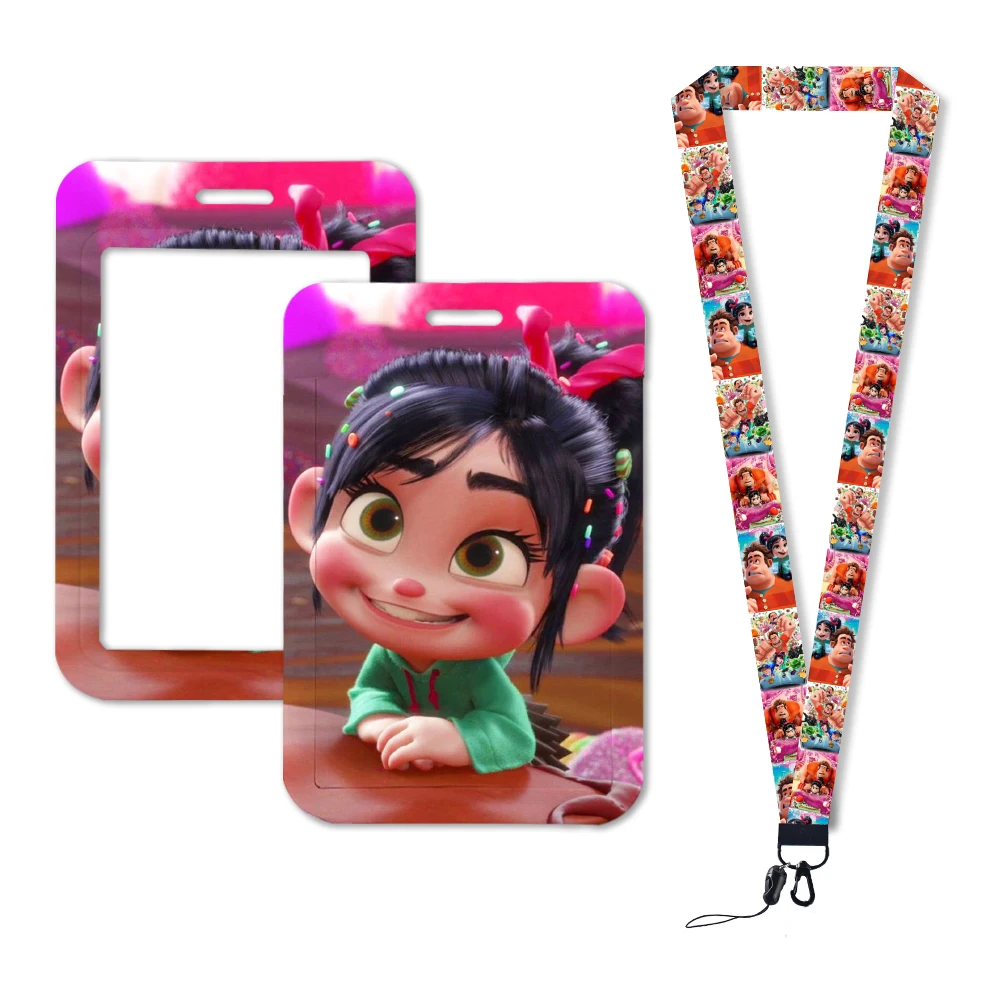 Cute Disney Wreck-It Ralph ID Badge Holder Lanyard Vanellope Cartoon Door Card Holders Neck Strap Girls Boys Keychain Gifts 4