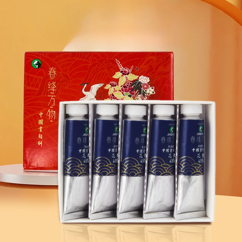 Single Color 5 Pieces Traditional Chinese Painting Pigment Set 24 Color 9ml Mineral Oil Paint Student Drawing DIy Art Supplies