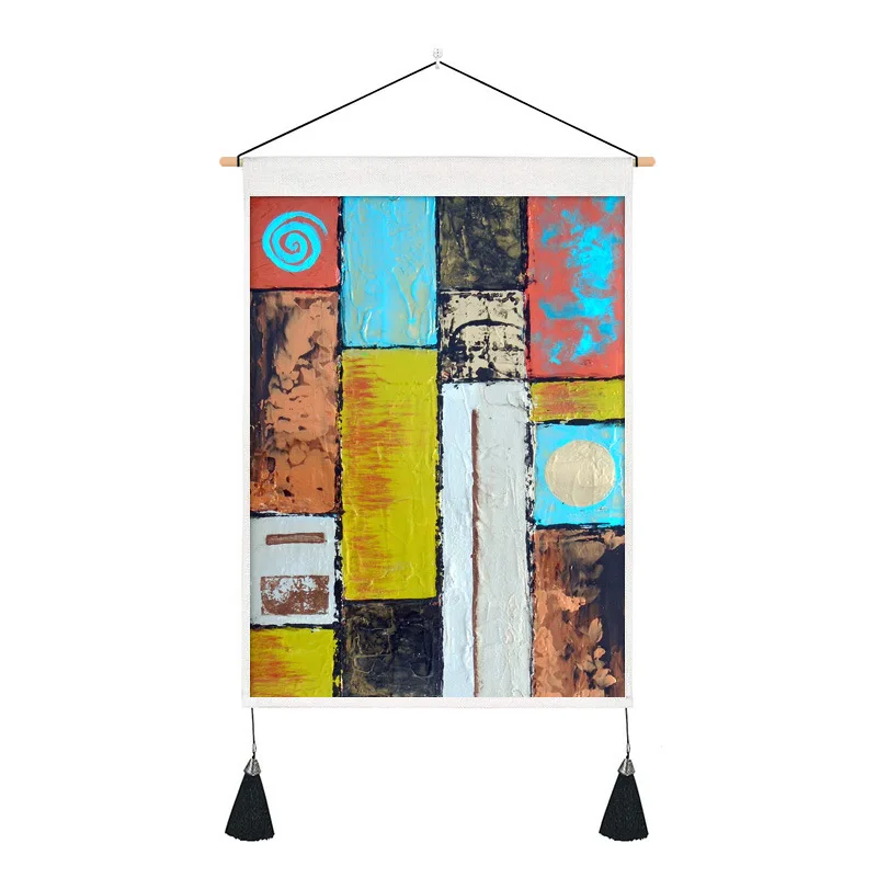 

Abstract Oil Painting Entryway Painting Colourful Blocks of Colour Minimalist Corridor Aisle Backdrop Decorative Wall Tapestry