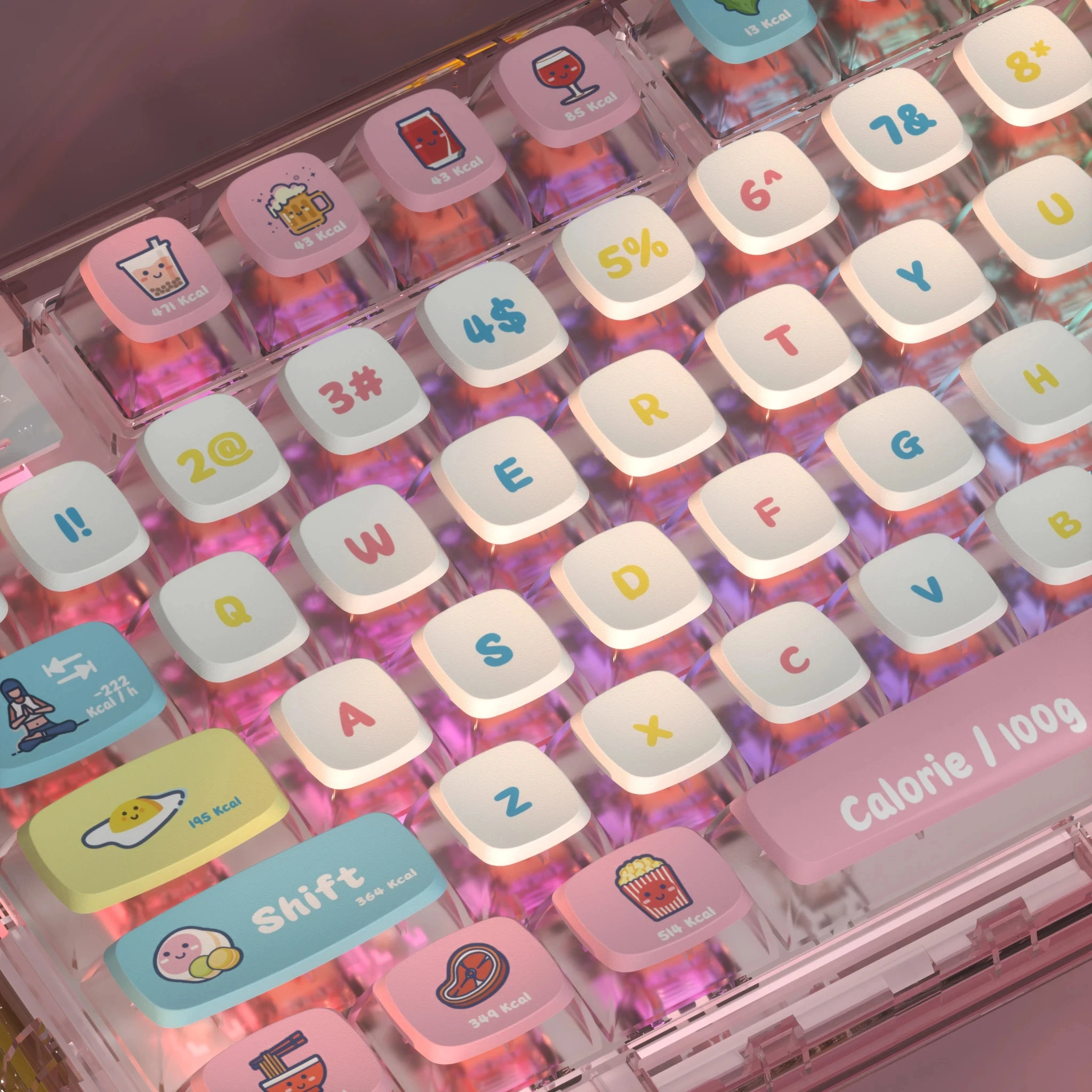 117 Keys Pudding Cute PBT Keycaps Custom Light Transmittance ASA Profile Keycaps for Mechanical