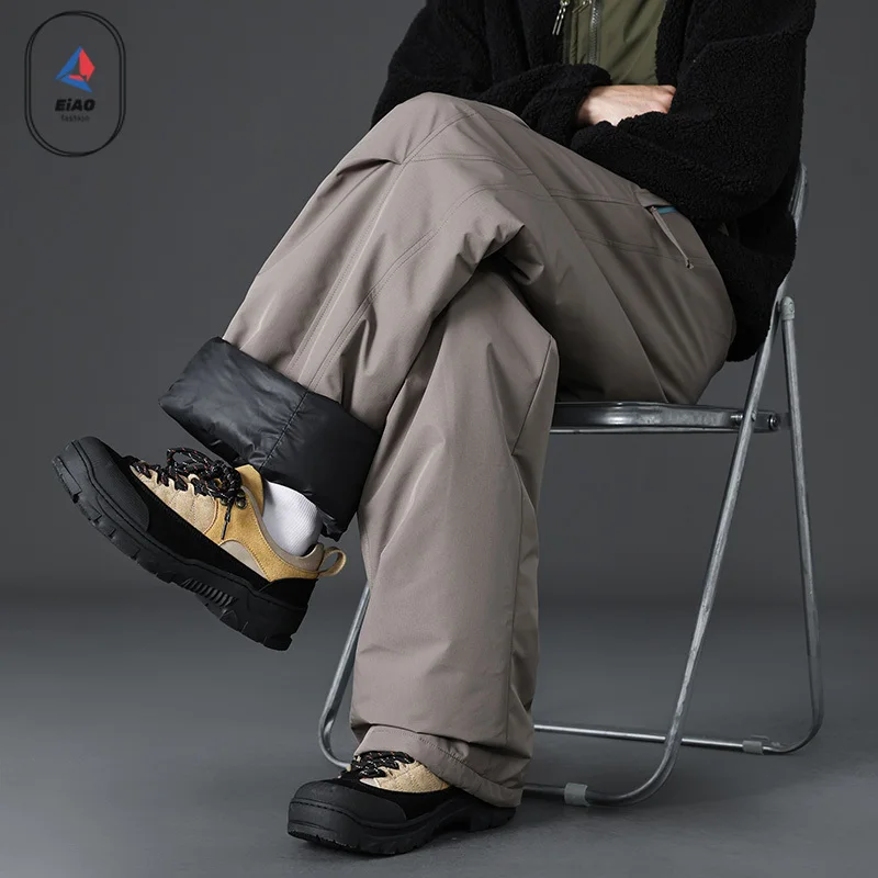 2026 Ski Men Down Pants Thi Warm Du Down Loose Fit Winter Snow Peak Trousers Women Mid Waist Long Pants Harlan Sle Elastic Waist