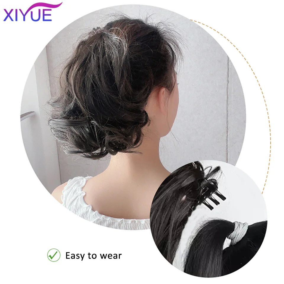 XIYUE Short Wavy Claw Clip On Ponytail Hair Extension Synthetic Ponytail Extension Hair For Women Pony Tail Hair Hairpiece