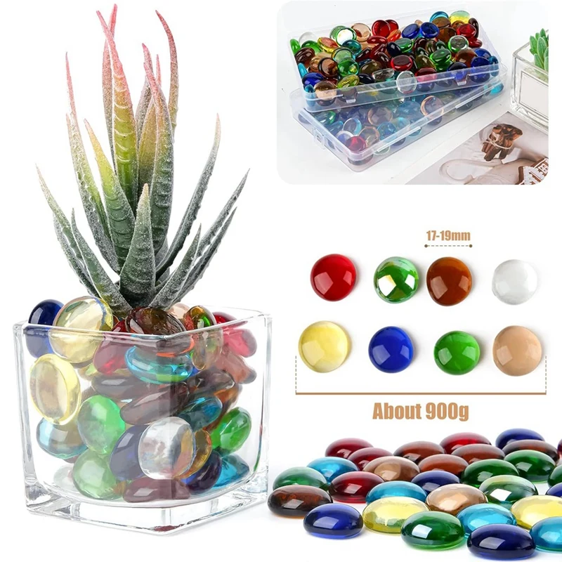 Mini Glass Gems, Mixed Colour Mancala Stones Flat Bottom Marble Beads For Home Decorative Art Craft Vase Filler Easy To Use 2