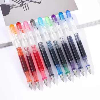 9pcs Colored Disposable Fountain Pens for Writing 9 Assorted Color Large Capacity Extra Fine Nib Classic Colorful Pen Set 1