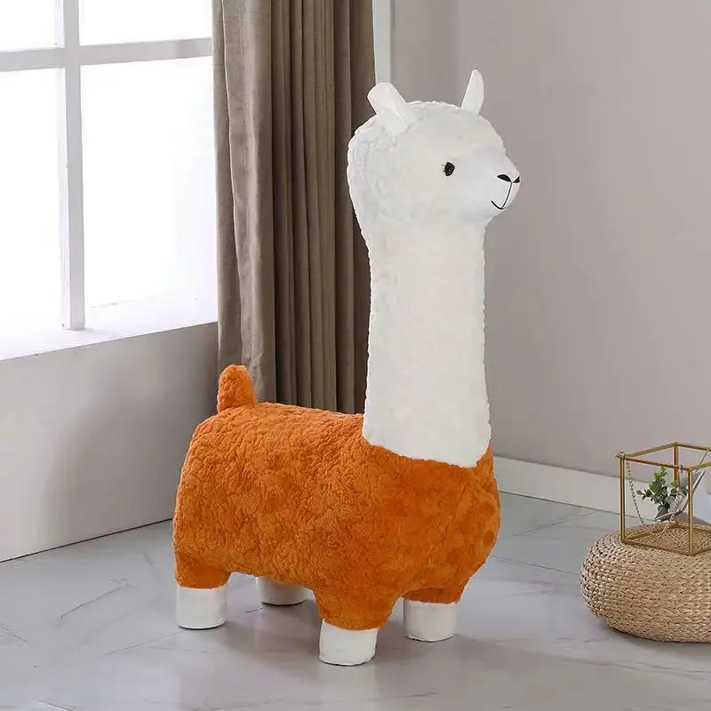 

Alpaca Stool Home Furniture Animal Stool Alpaca Chair Children Plush Toys Fall To The Ground for Shoes Stool Living Room Decor
