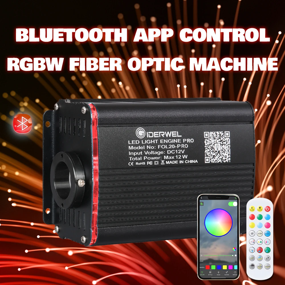 Fibra Ottica Led Light Smart Bluetooth App Control Rgbw Starry Sky Effect Plafoniera Cavo In Fibra Ottica Per Auto Star Light 12V