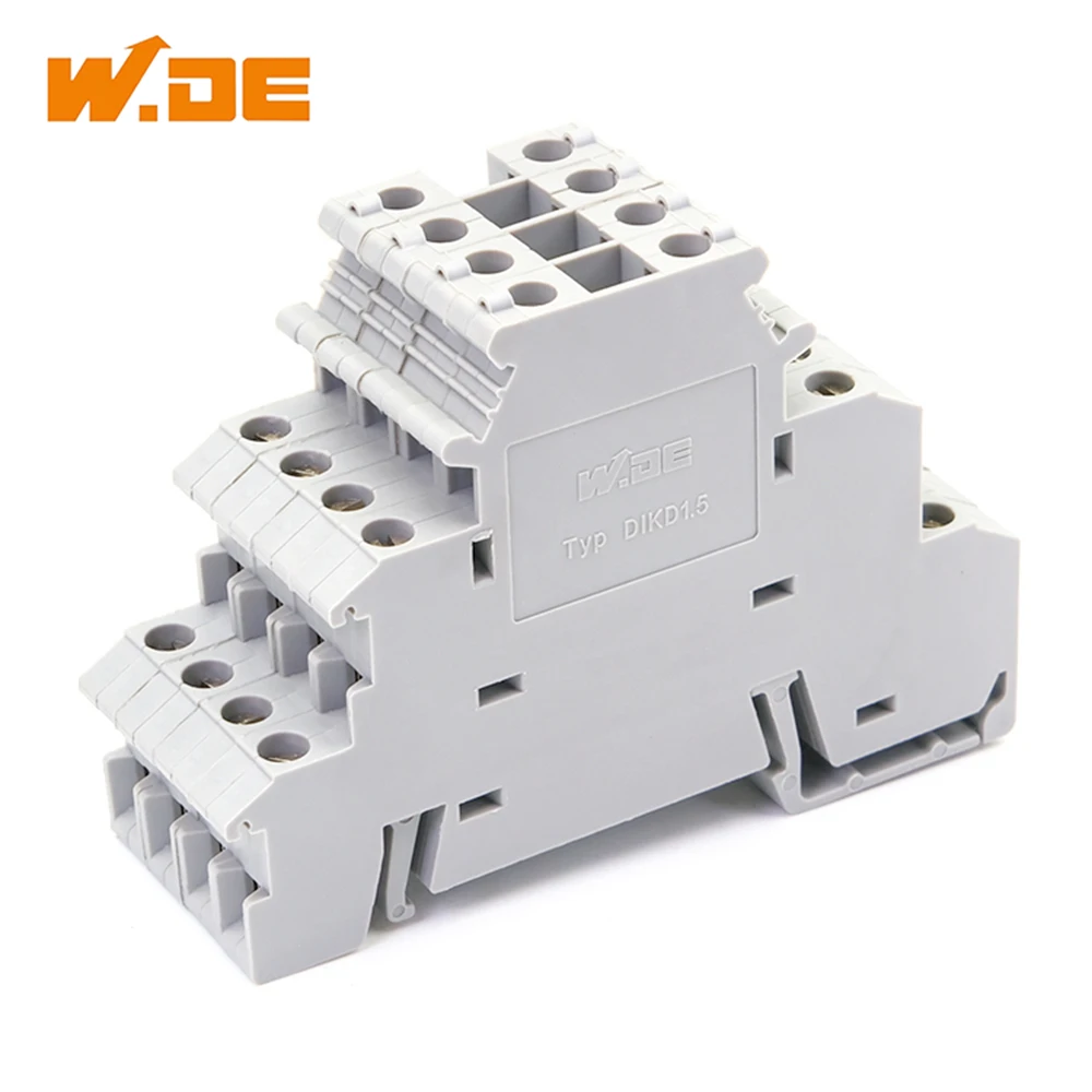 10Pcs DIKD-1.5 DIN Rail Terminal Block 3-Level Sensor Actuator Triple Wire Connector Three-Layer DIKD1.5 Conductor wire connectors