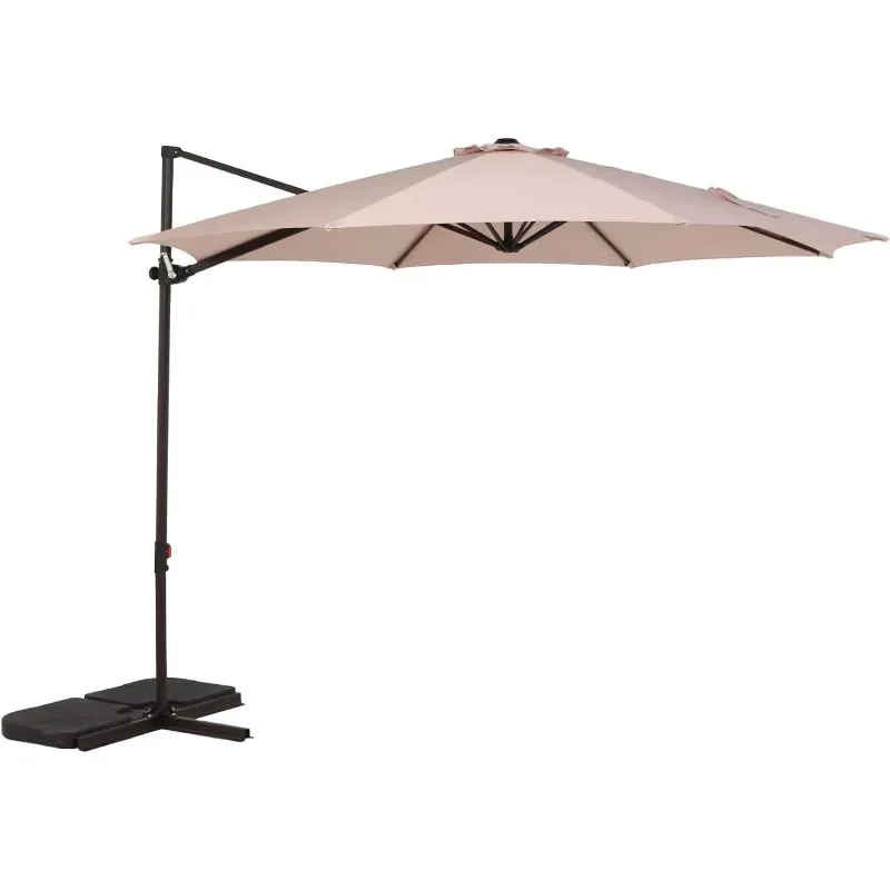 Patio Umbrella 10Ft Cross Base Crank Easy Tilt 360&deg; Rotation Outdoor Cantilever Offset