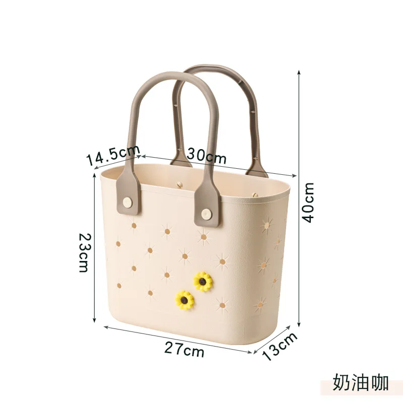 Waterproof Floral Print Beach Tote Bag with Soft Handles