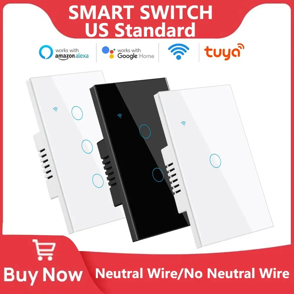 Interruttore Intelligente Tuya Zigbee 1/2/3 Gang – Pannello A Parete Per Casa Smart, Bianco/grigio
