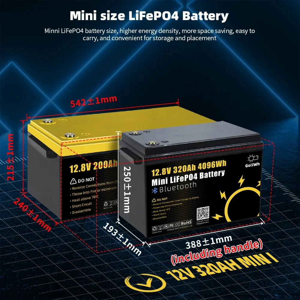 Waterproof 280Ah 12V LiFePO4 Lithium Iron Phosphate Battery 12.8V LFP For RV Camping Car Ship Boat Yacht Power Battery