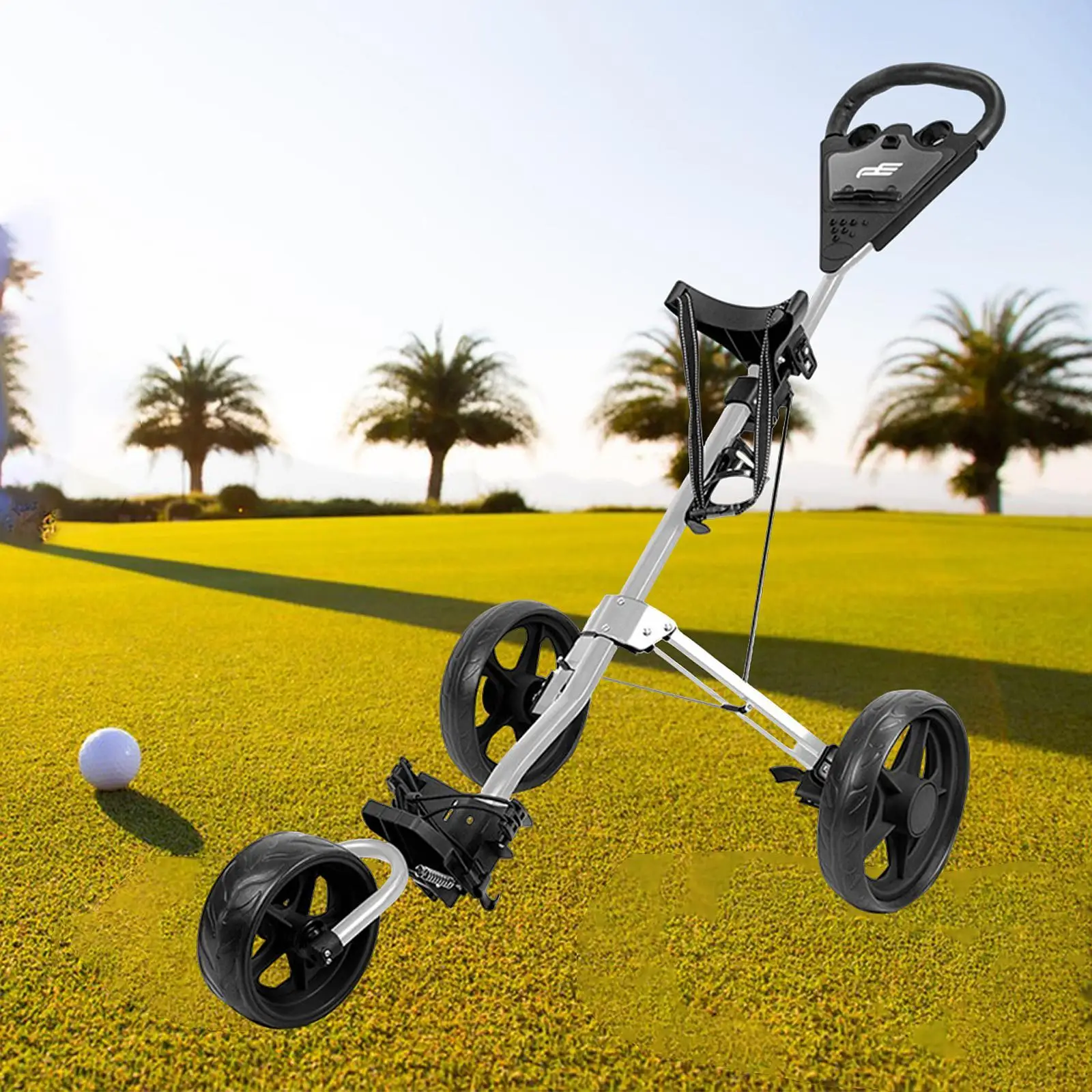 Golf Cart Compact with 3 Wheel Easy to Open and Close Folding Golf Push Cart