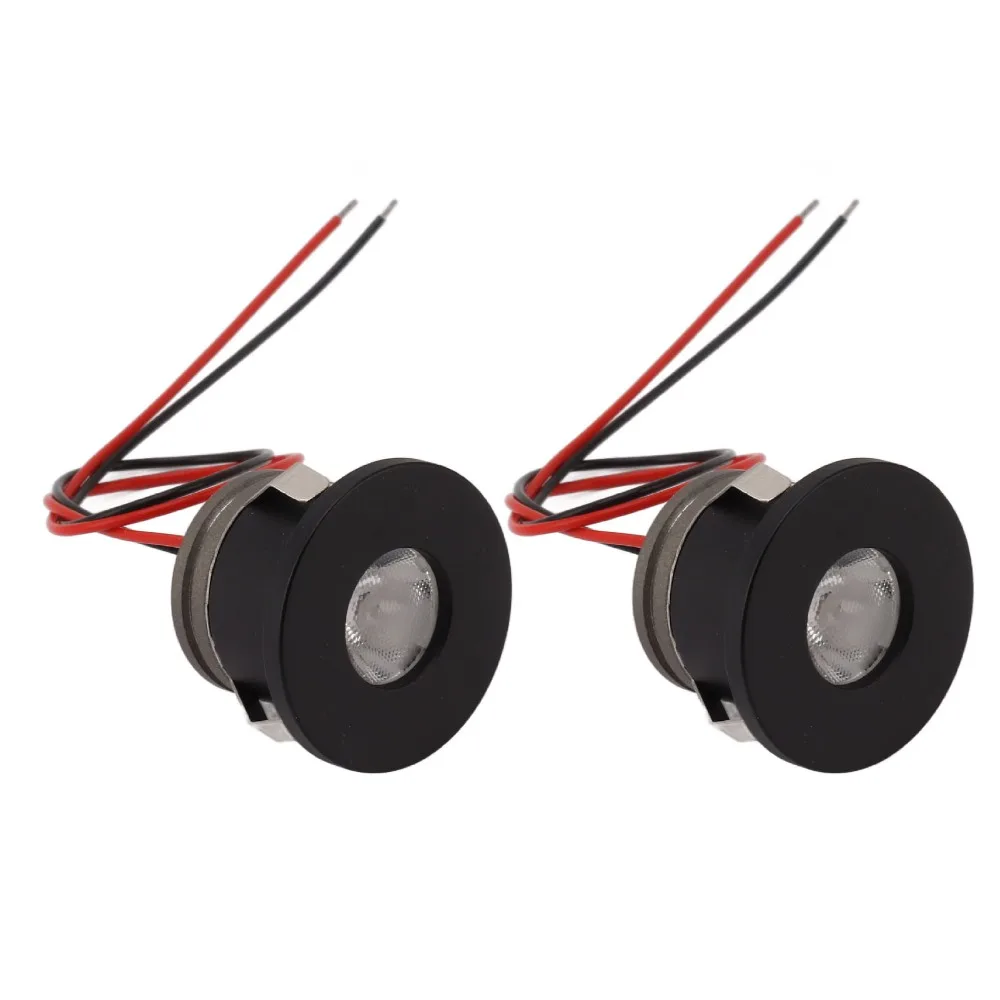 2팩 에너지 절약형 DC 12V 미니 LED 스포트라이트 100LM 블랙 소형 LED 스포트라이트 1W 알루미늄 초소형 스포트라이트 실내 디스플레이
