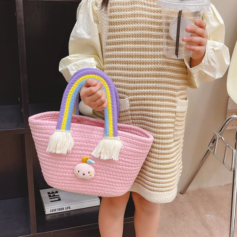 

Cute Kids Straw Bags for Baby Girls Mini Woven Tote Hand Bag Toddler Children Travel Beach Holiday Bow Handbag