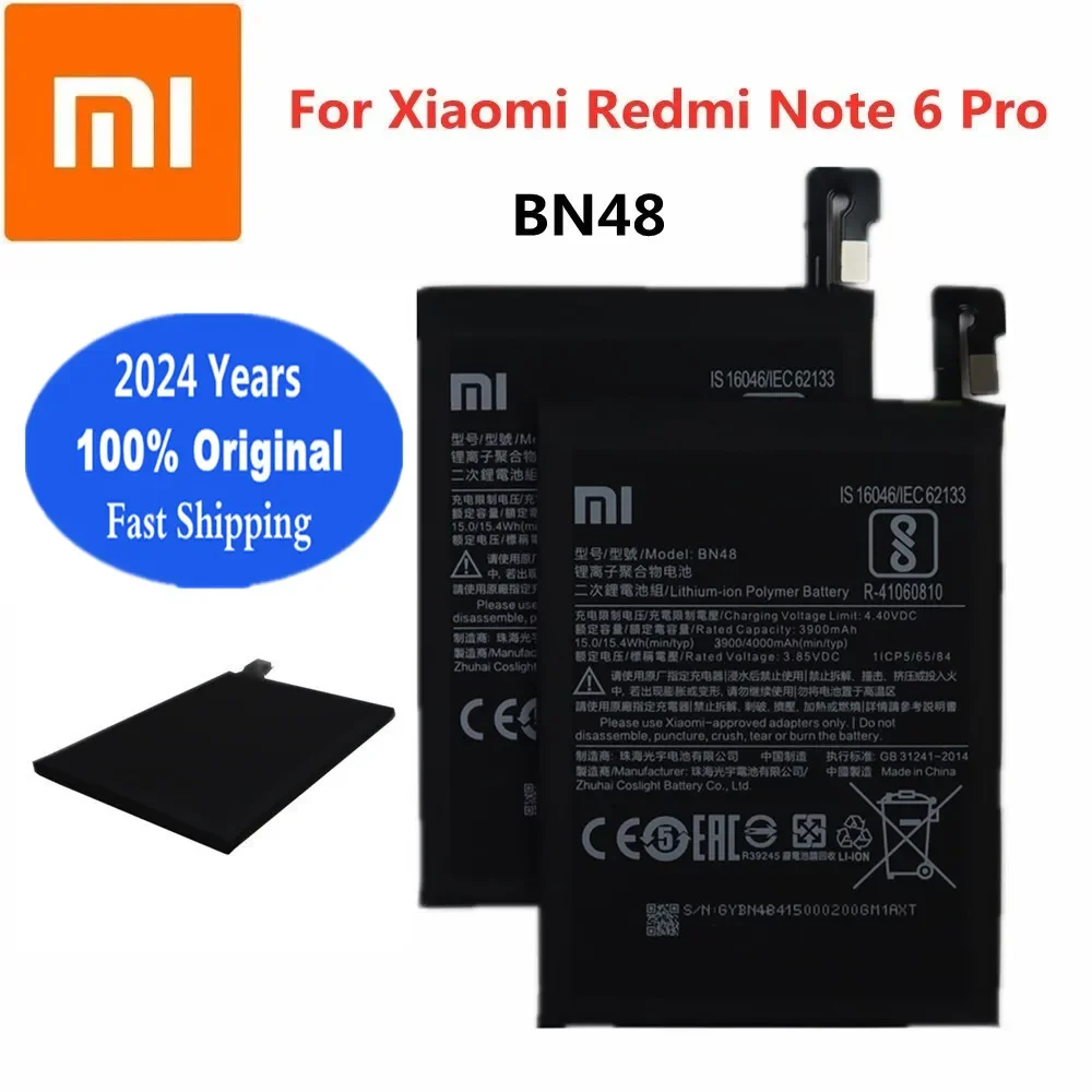 

2024 Years High Quality 4000mAh BN48 Original Battery For Xiaomi Redmi Note 6 Pro 6Pro Red rice Note6 Pro Phone Battery Bateria