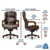 Executive Office Chair High Back Ergonomic Lumbar Support Memory Foam Brown Bonded Leather Big & Tall Design Wood Frame Sturdy & 2