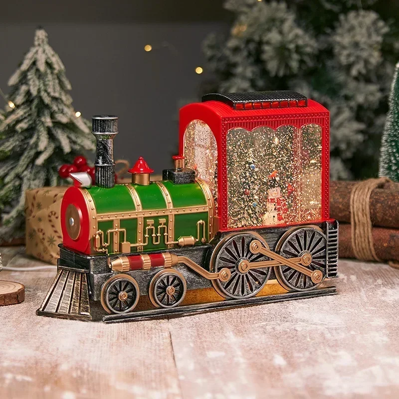 Snowing Crystal Ball Night Light with Vintage Christmas Wind Lamp