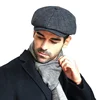 Mens Flat Cap Gatsby Tweed Black Peak Hat Herringbone Newsboy Cap M-XXL 3