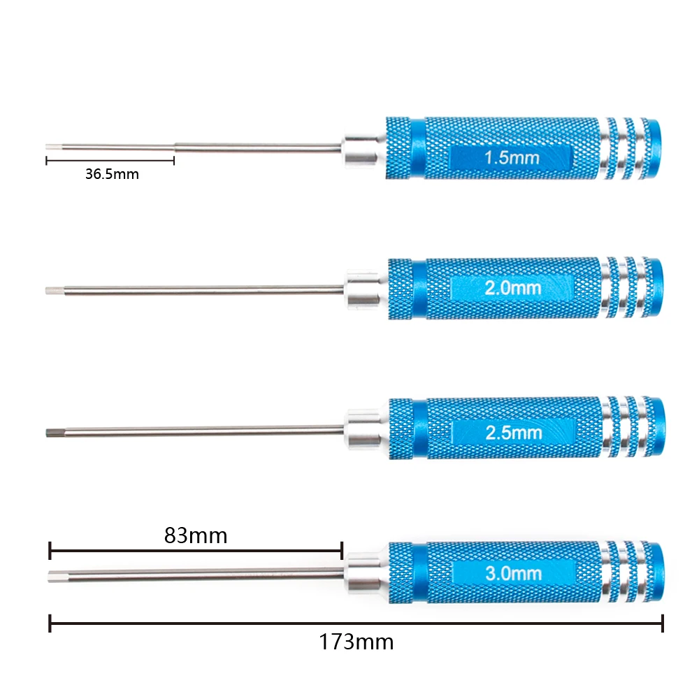 7pcs Hex Allen Screwdriver Kit 0.9mm 1.27mm 1.3mm 1.5mm 2.0mm 2.5mm 3.0mm Key Driver Repair Tools for Rc Car Traxxas Helicopter
