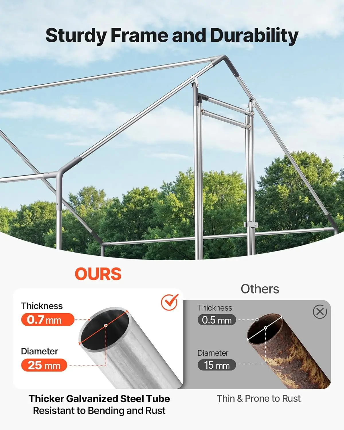 Large Metal Chicken Coop with Run, Walk in Chicken Run for Yard with Waterproof Cover, 6.5 x 9.8 x 6.5 ft, Spire Roof Large