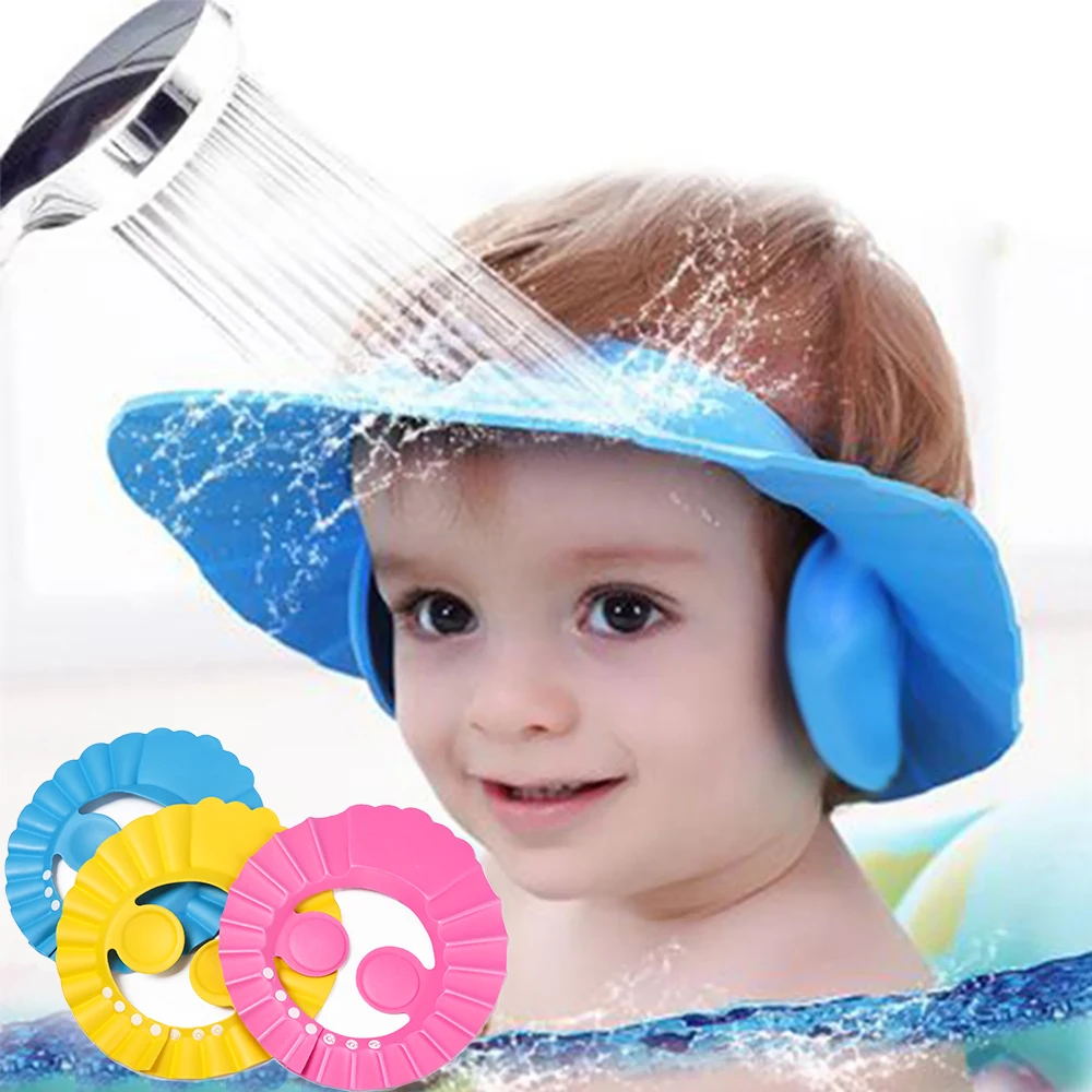 1PC Einstellbare Baby Dusche Caps Kind Shampoo Hut Waschen Haar Schild Bad Visier Hüte Wasserdichte Ohr Augenschutz Infant_voghion.com