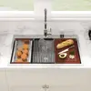 Stainless Steel 33x22 Drop In Kitchen Sink Workstation 16 Gauge Single Bowl Fast Drain Deep Over Counter Includes Cutting Board 3