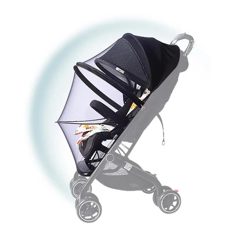 Stroller Fly Net Breathable Double Zip Netting Canopy Stroller Sun Shade Uv Protection Cover Uv Protection Sun Shade