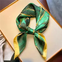 Luxury Silk Feeling Shawl Square Scarf Women Spring Hijab Fashion Wraps Neckerchief Female Hair Bands Ribbon Headband Bandana 2