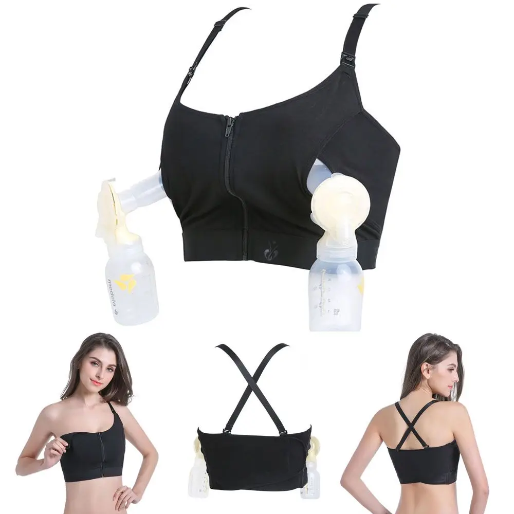 Front Zipper Plus Size Breast Pump Bra Special Nursing Bra