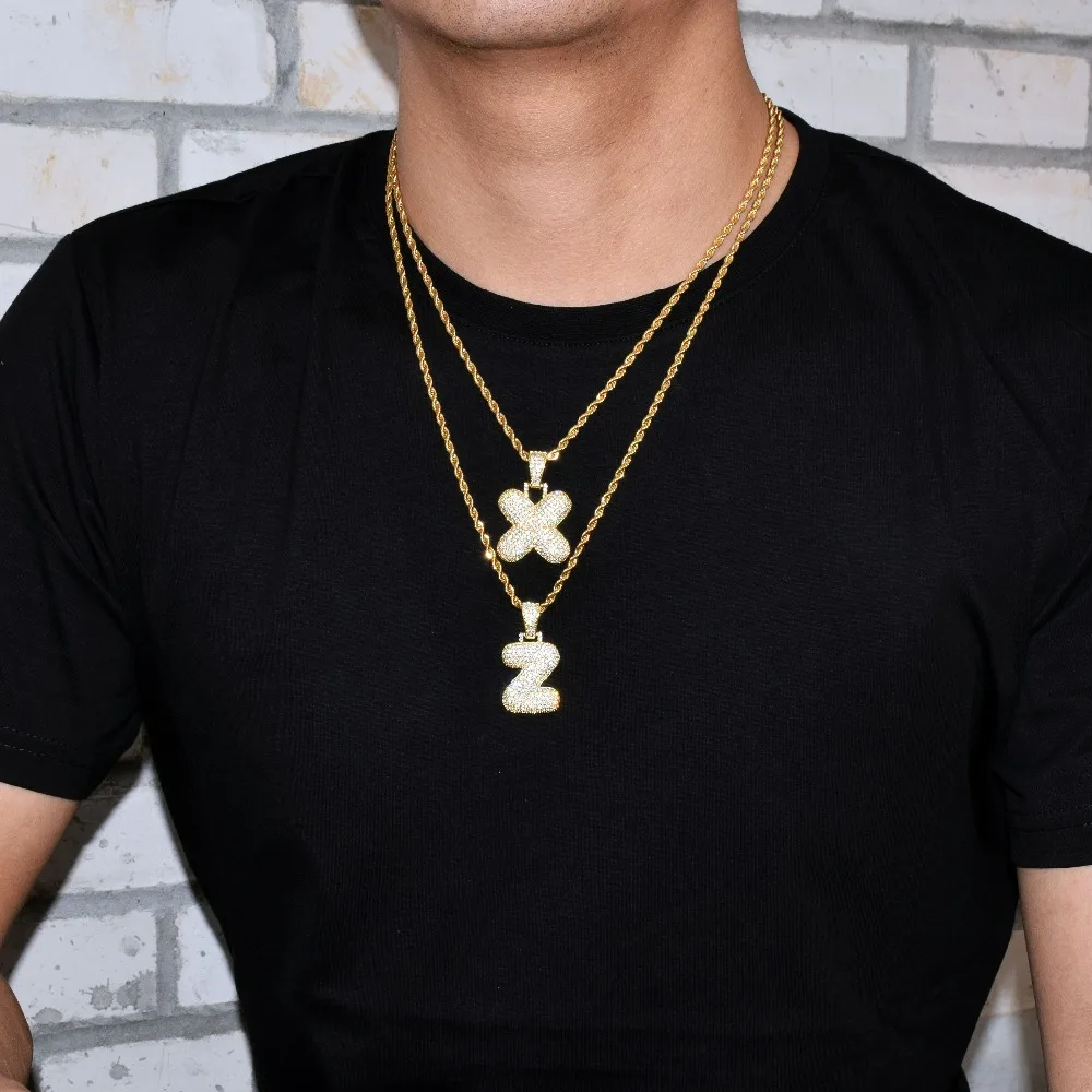 

Stainless Steel Iced Out Letter Necklace A-Z 26 Initial Alphabet Name Necklaces Rope Chain for Women Men Gold Silver 24inch