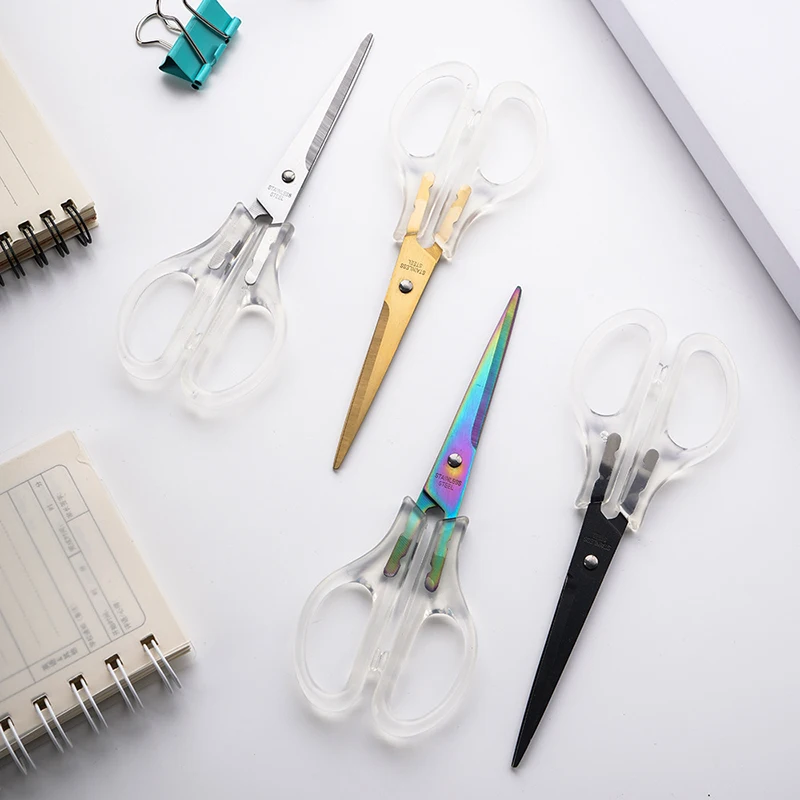1 Pcs Office Scissors,Transparent Handle Scissors Anti Rust,Handmade Diy Domestic Office Stationery,Paper Cut Pruning ZS-17 - 5