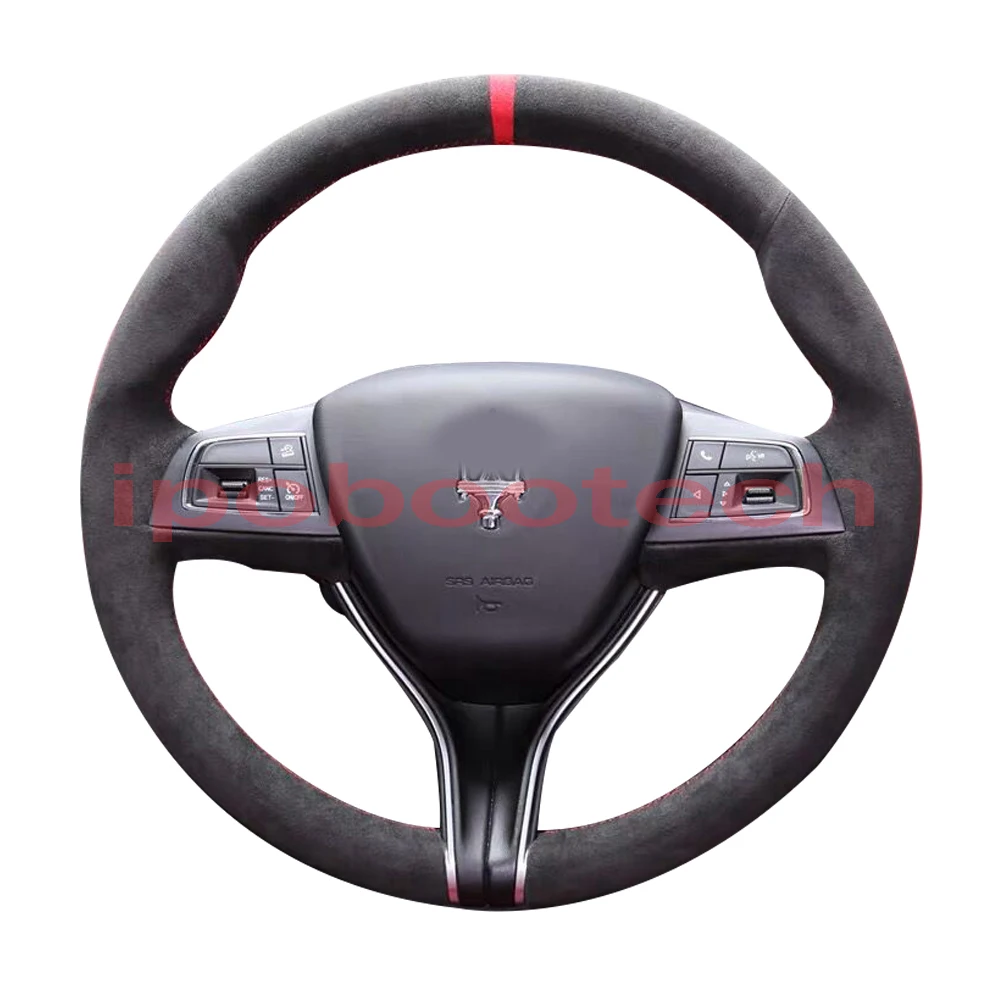 

Новый все черная замша кожа красной строчкой рулевое колесо ручная вышивка крестом на Обёрточная Бумага Обложка для Maserati Quattroporte 2013-2020