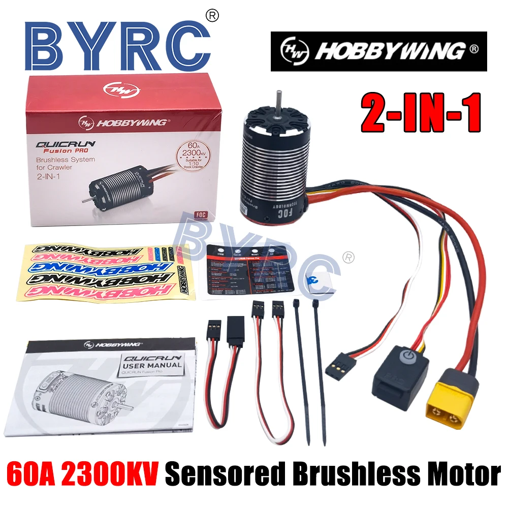 New HobbyWing QuicRun Fusion Pro 2300KV Brushless Sensory Motor Built In 60A ESC 2 in 1 for 1/10