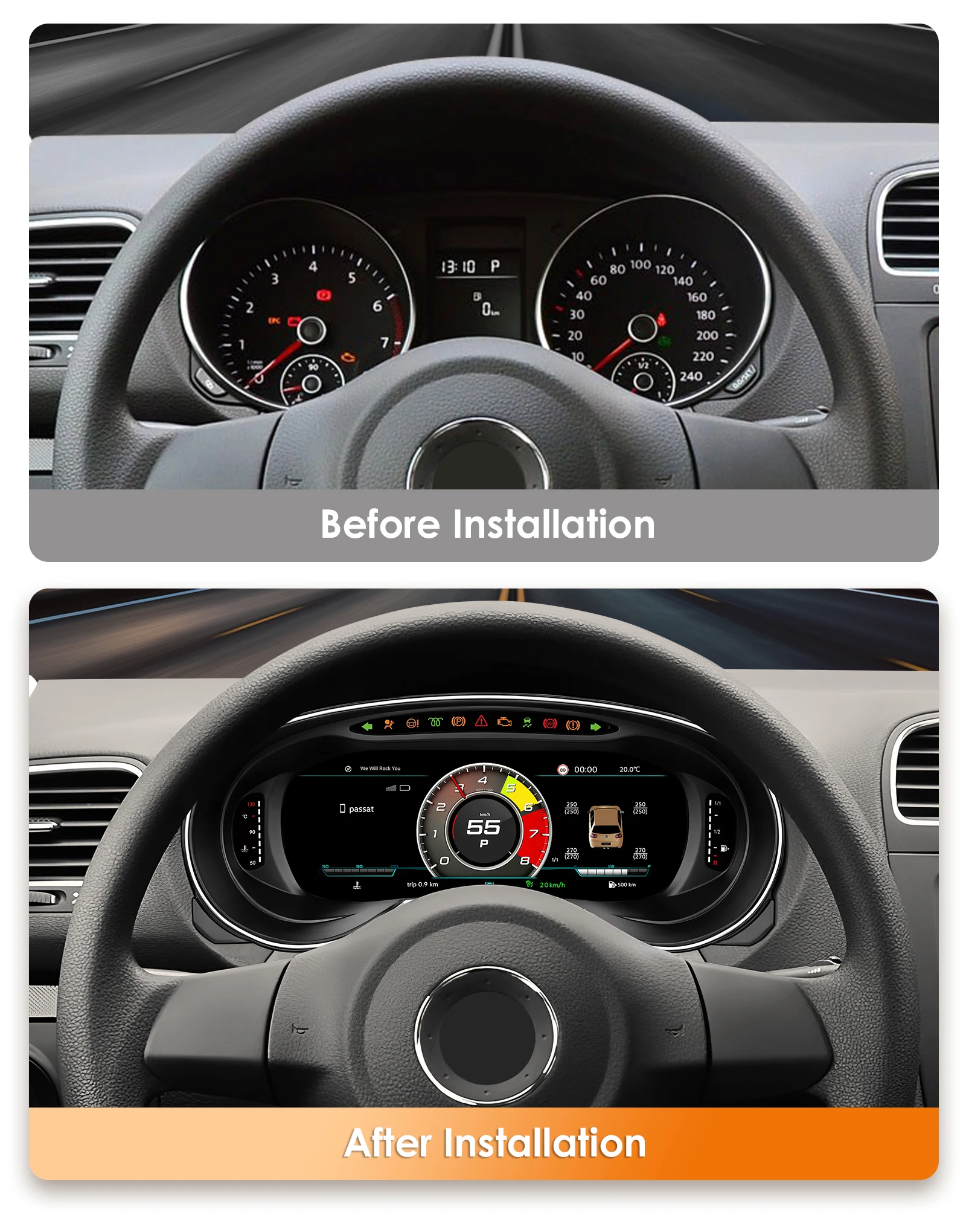 Panel de Instrumentos Digital para Volkswagen VW Golf 6 MK6 2008-2012, Cabina Virtual, Velocímetro, Panel de Control, Carplay, Android Auto 2